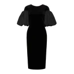 Max Mara Tropico Velvet Midi Dress in Black | Midi Dresses | Luxury Shoes 