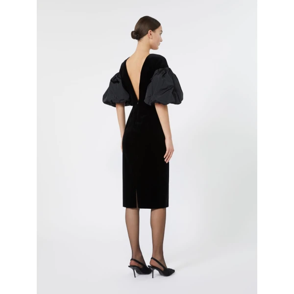 Max Mara Tropico Velvet Midi Dress in Black | Midi Dresses | Luxury Shoes 