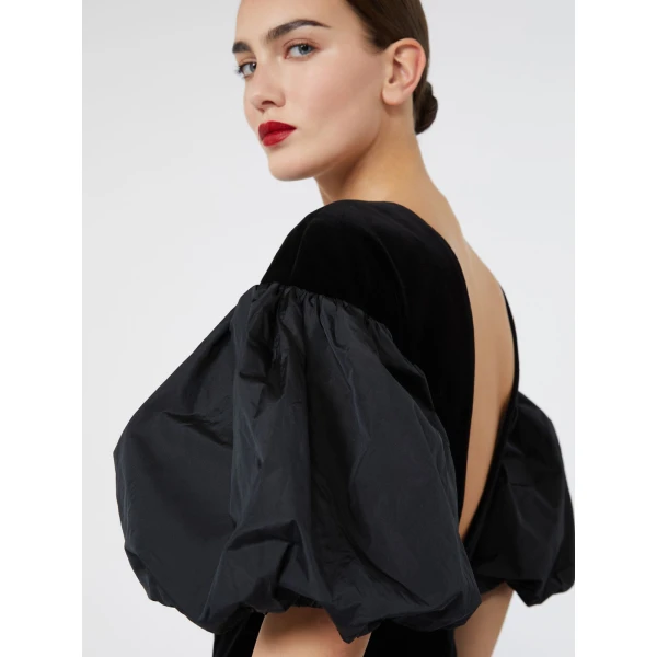 Max Mara Tropico Velvet Midi Dress in Black | Midi Dresses | Luxury Shoes 