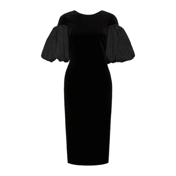 Max Mara Tropico Velvet Midi Dress in Black | Midi Dresses | Luxury Shoes 