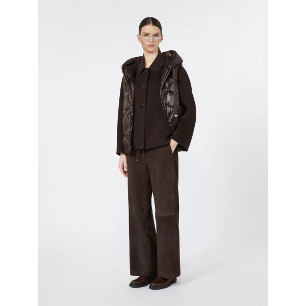 Max Mara Tropico Water-Repellent Canvas Padded Gilet in Brown | Vests | Luxury Shoes 