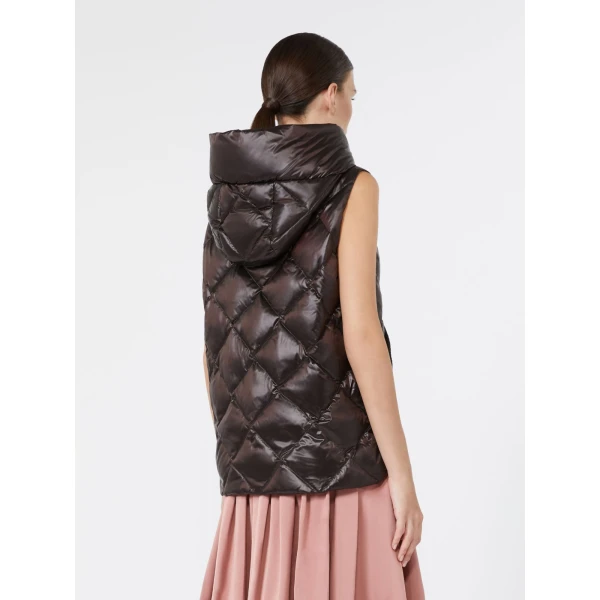Max Mara Tropico Water-Repellent Canvas Padded Gilet in Brown | Vests | Luxury Shoes 
