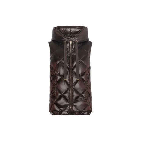 Max Mara Tropico Water-Repellent Canvas Padded Gilet in Brown | Vests | Luxury Shoes 