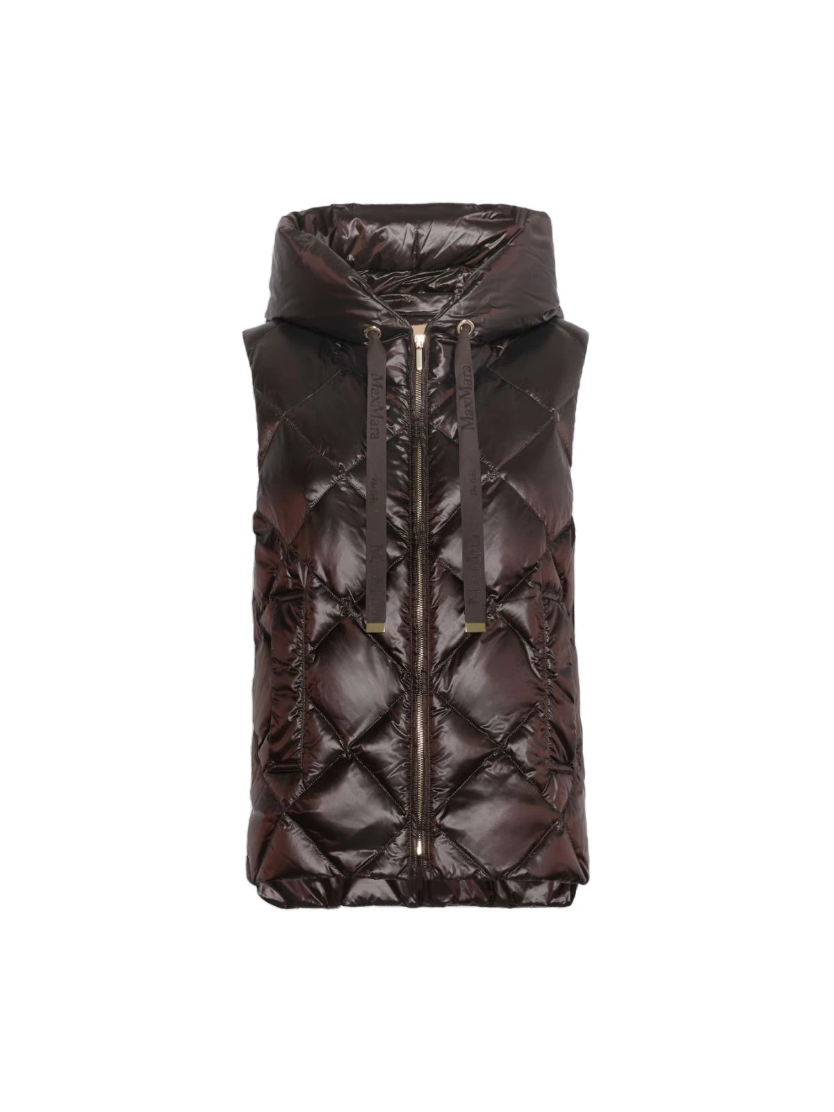 Max Mara Tropico Water-Repellent Canvas Padded Gilet in Brown Max Mara Tropico Water-Repellent Canvas Padded Gilet in Brown | Vests | Luxury Shoes
