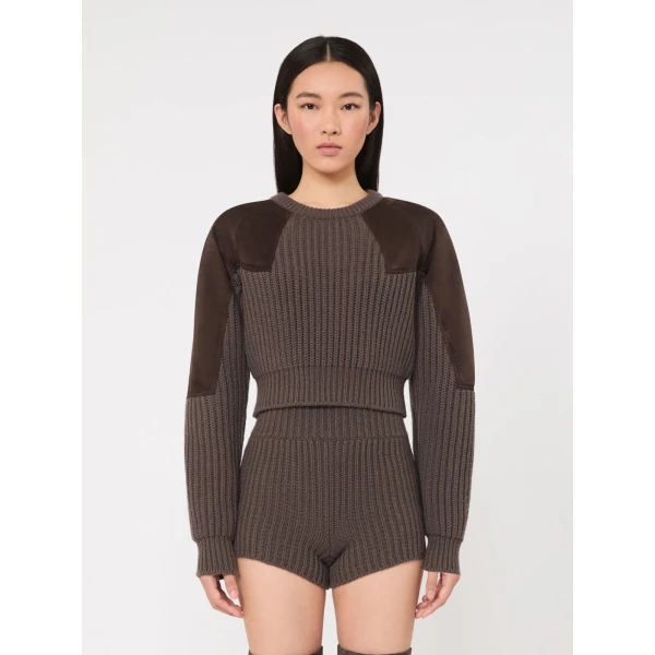 Max Mara Tropico Wool and Cashmere Ribbed Jumper in Mud | Sweaters | Luxury Shoes 
