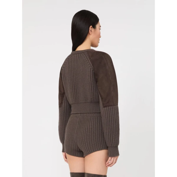 Max Mara Tropico Wool and Cashmere Ribbed Jumper in Mud | Sweaters | Luxury Shoes 