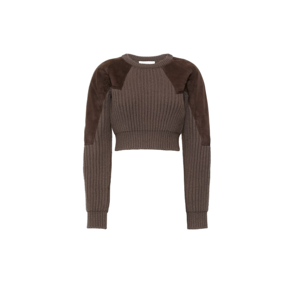 Max Mara Tropico Wool and Cashmere Ribbed Jumper in Mud | Sweaters | Luxury Shoes 