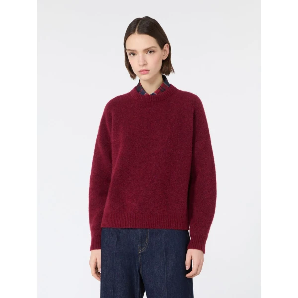 Max Mara Tuono Alpaca and Wool Crew-Neck Jumper in Bordeaux | Sweaters | Luxury Shoes 
