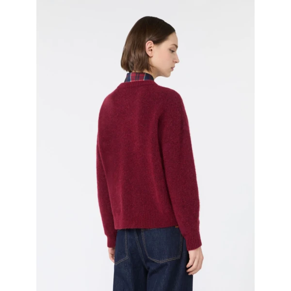 Max Mara Tuono Alpaca and Wool Crew-Neck Jumper in Bordeaux | Sweaters | Luxury Shoes 