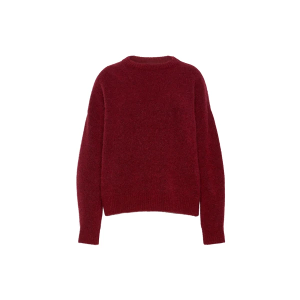 Max Mara Tuono Alpaca and Wool Crew-Neck Jumper in Bordeaux | Sweaters | Luxury Shoes 