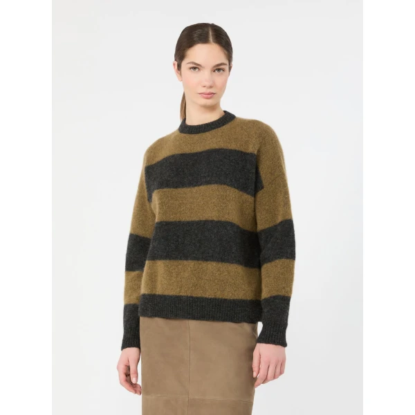 Max Mara Tuono Alpaca and Wool Crew-Neck Jumper in Khaki | Sweaters | Luxury Shoes 
