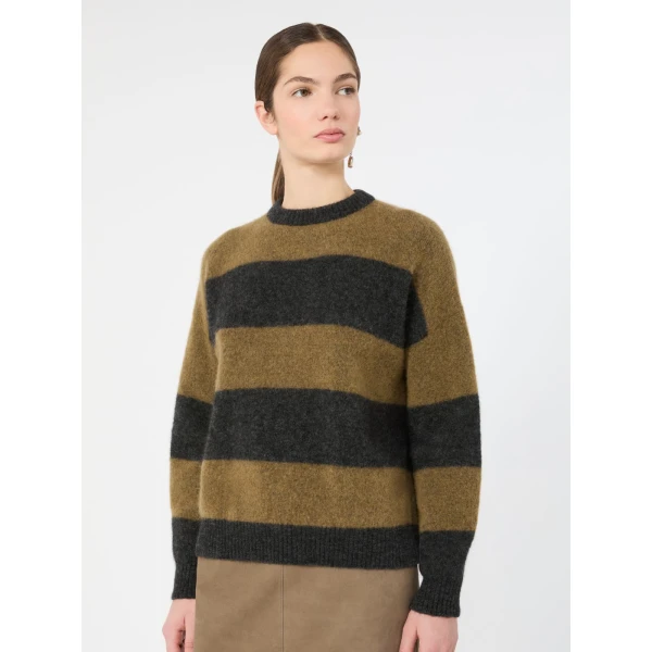 Max Mara Tuono Alpaca and Wool Crew-Neck Jumper in Khaki | Sweaters | Luxury Shoes 