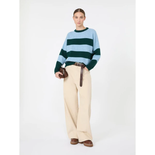 Max Mara Tuono Alpaca and Wool Crew-Neck Jumper in Light Blue | Sweaters | Luxury Shoes 