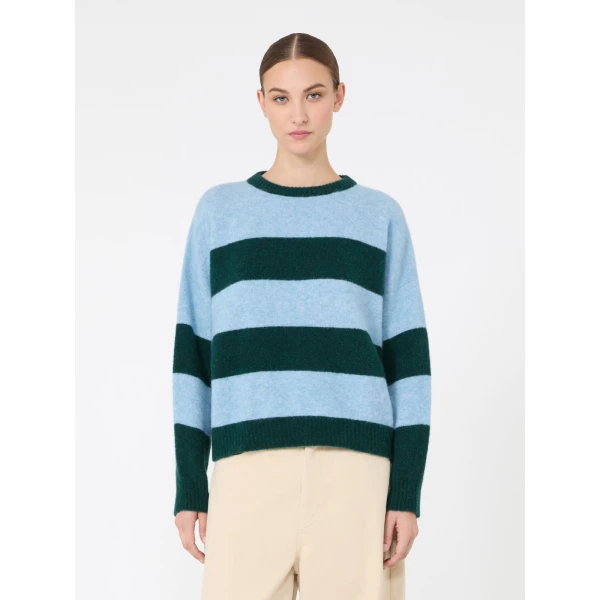 Max Mara Tuono Alpaca and Wool Crew-Neck Jumper in Light Blue | Sweaters | Luxury Shoes 