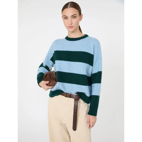 Max Mara Tuono Alpaca and Wool Crew-Neck Jumper in Light Blue | Sweaters | Luxury Shoes 