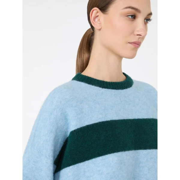 Max Mara Tuono Alpaca and Wool Crew-Neck Jumper in Light Blue | Sweaters | Luxury Shoes 