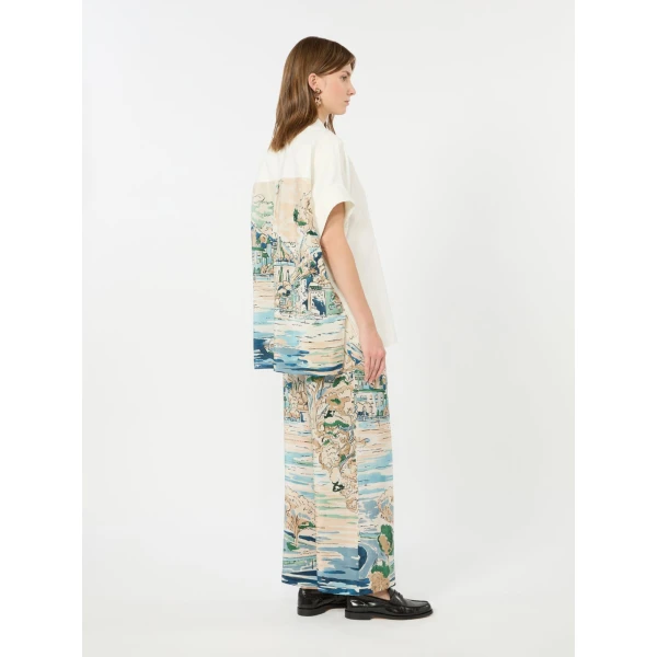 Max Mara Tuono Printed Cotton and Silk Shirt in White | Shirts | Luxury Shoes 