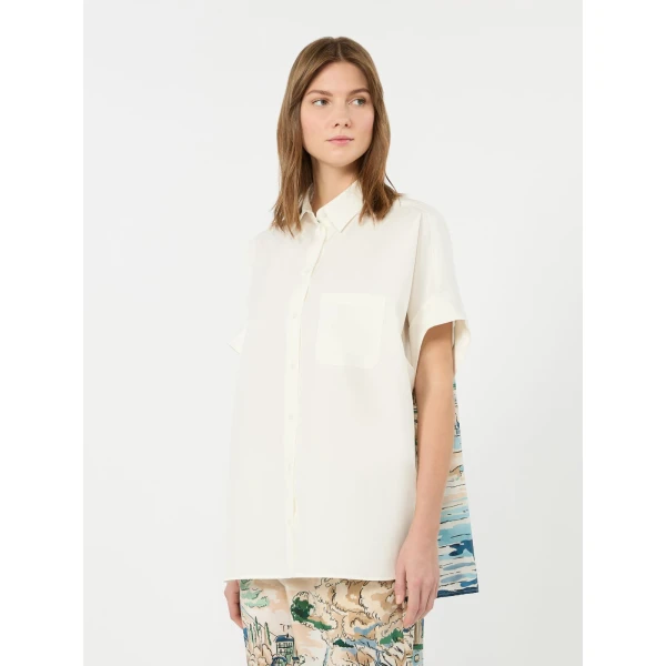 Max Mara Tuono Printed Cotton and Silk Shirt in White | Shirts | Luxury Shoes 