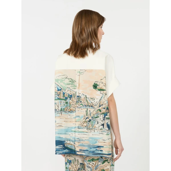 Max Mara Tuono Printed Cotton and Silk Shirt in White | Shirts | Luxury Shoes 