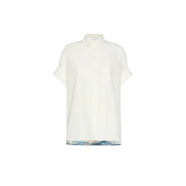 Max Mara Tuono Printed Cotton and Silk Shirt in White | Shirts | Luxury Shoes 