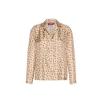 Max Mara Udente Printed Silk Bowling Shirt in Beige | Shirts | Luxury Shoes 