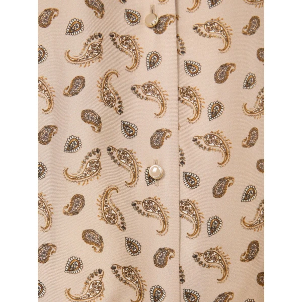 Max Mara Udente Printed Silk Bowling Shirt in Beige | Shirts | Luxury Shoes 