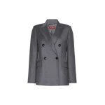 Max Mara Uditore Double-Breasted Wool Flannel Blazer in Dark Grey | Blazers | Luxury Shoes 
