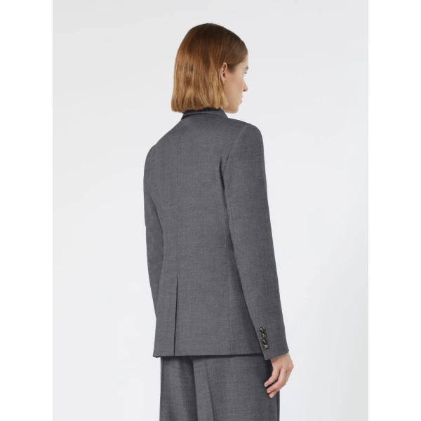 Max Mara Uditore Double-Breasted Wool Flannel Blazer in Dark Grey | Blazers | Luxury Shoes 