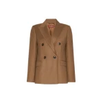 Max Mara Uditore Double-Breasted Wool Flannel Blazer in Tobacco | Blazers | Luxury Shoes 