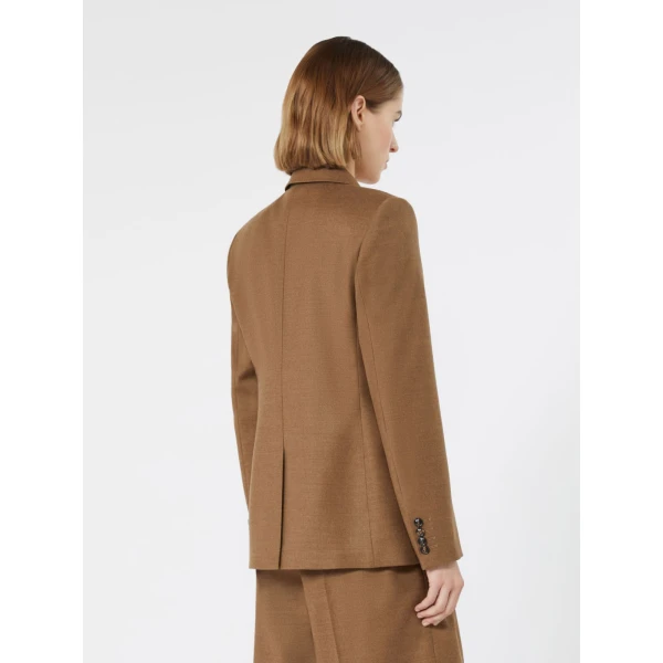 Max Mara Uditore Double-Breasted Wool Flannel Blazer in Tobacco | Blazers | Luxury Shoes 