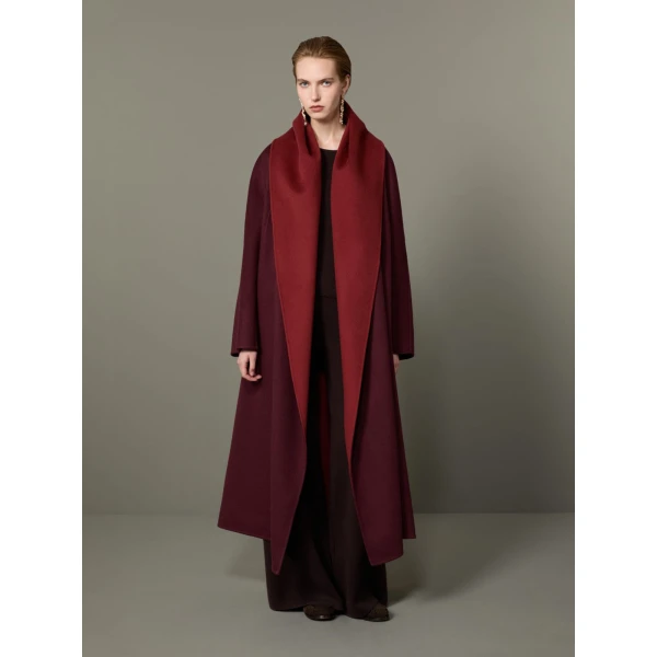 Max Mara Ululo Reversible Brushed Cashmere Foulard Coat in Bordeaux | Wool Coat | Luxury Shoes 