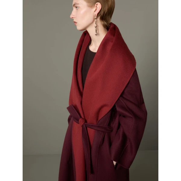 Max Mara Ululo Reversible Brushed Cashmere Foulard Coat in Bordeaux | Wool Coat | Luxury Shoes 