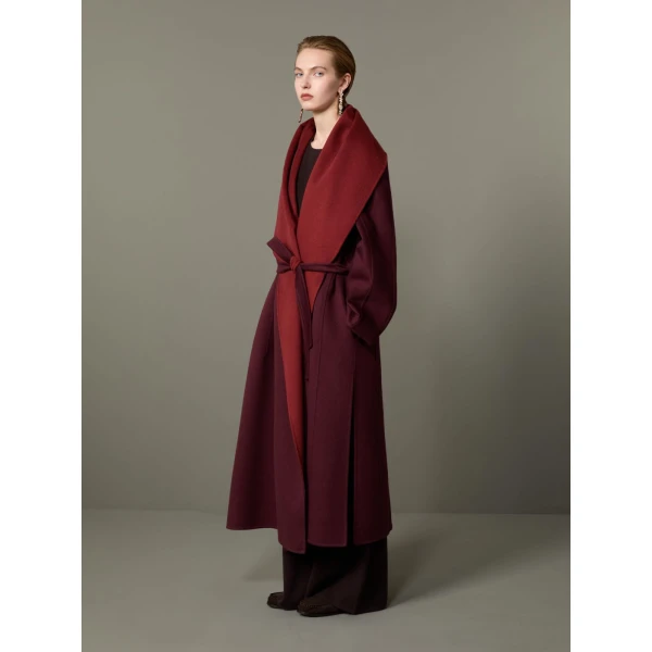 Max Mara Ululo Reversible Brushed Cashmere Foulard Coat in Bordeaux | Wool Coat | Luxury Shoes 