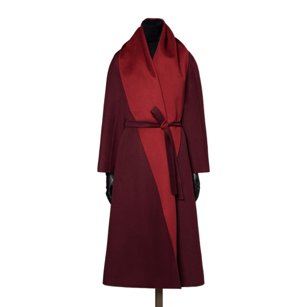 Max Mara Ululo Reversible Brushed Cashmere Foulard Coat in Bordeaux | Wool Coat | Luxury Shoes 