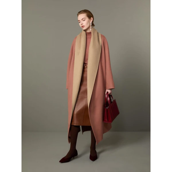 Max Mara Ululo Reversible Brushed Cashmere Foulard Coat in Shaded Pink | Wool Coat | Luxury Shoes 