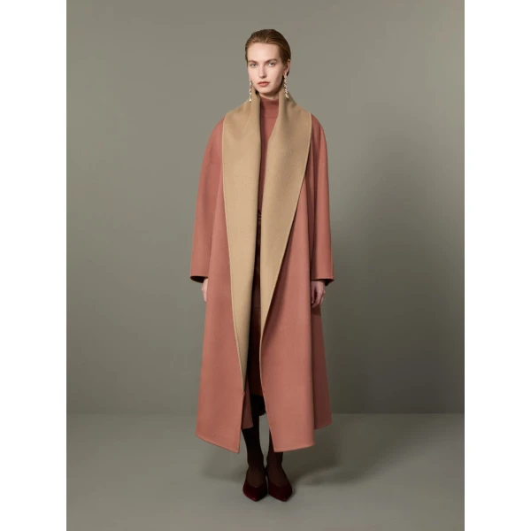 Max Mara Ululo Reversible Brushed Cashmere Foulard Coat in Shaded Pink | Wool Coat | Luxury Shoes 