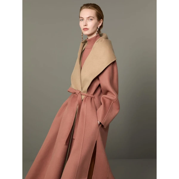 Max Mara Ululo Reversible Brushed Cashmere Foulard Coat in Shaded Pink | Wool Coat | Luxury Shoes 