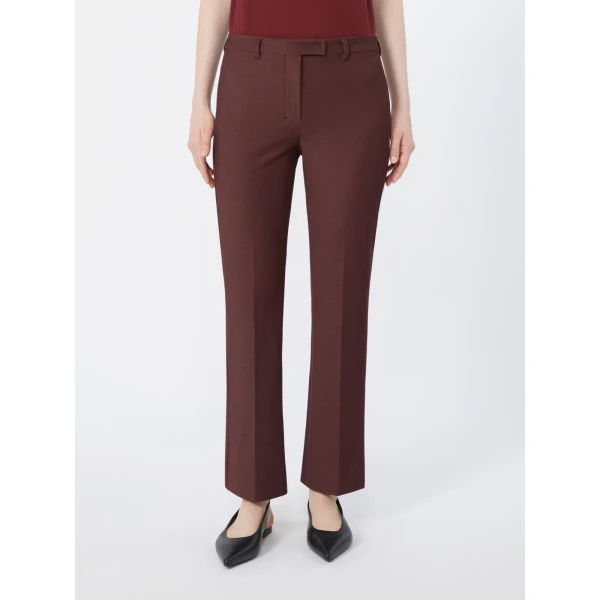 Max Mara Umanita Stretch Cotton-Blend Trousers in Bordeaux | Tailored pants | Luxury Shoes 