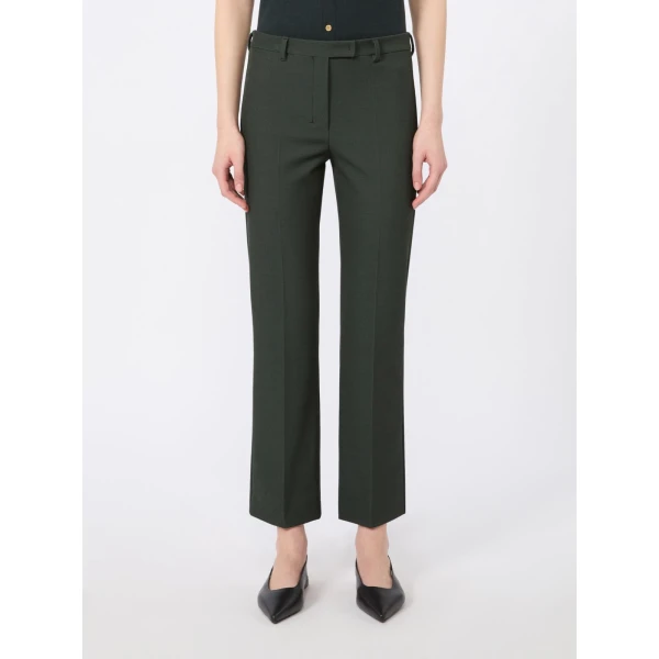 Max Mara Umanita Stretch Cotton-Blend Trousers in Green | Tailored pants | Luxury Shoes 