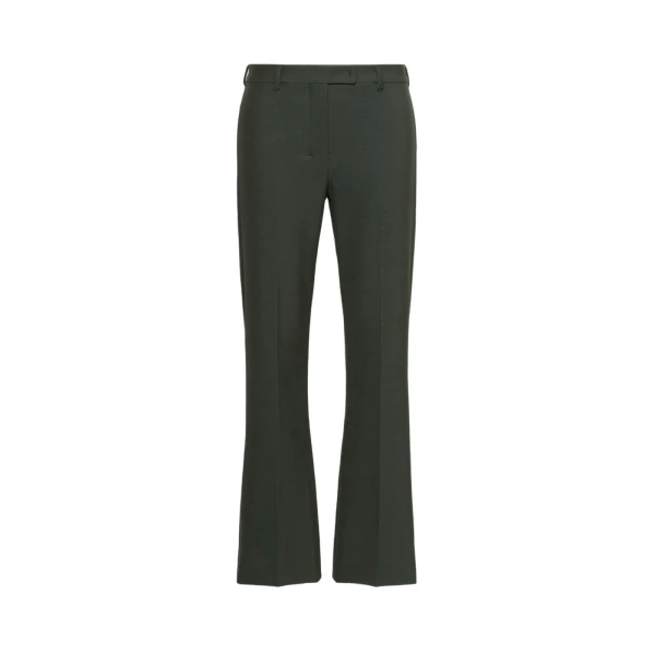 Max Mara Umanita Stretch Cotton-Blend Trousers in Green | Tailored pants | Luxury Shoes 