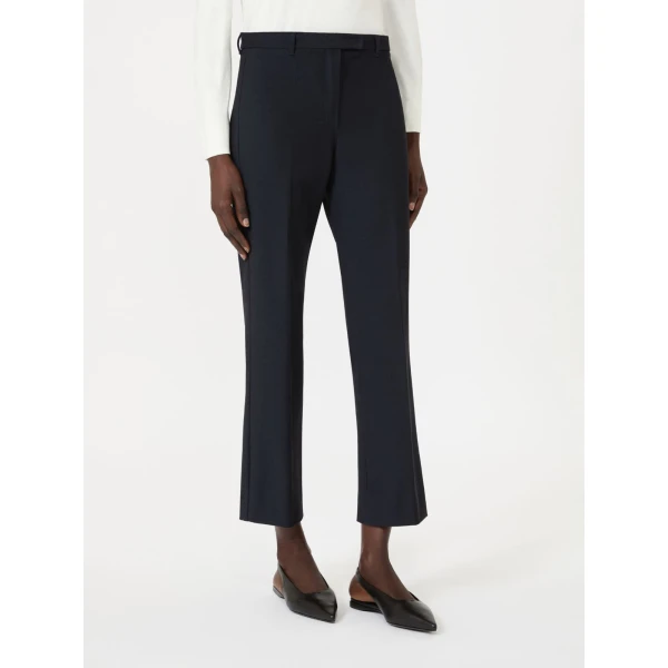 Max Mara Umanita Stretch Cotton-Blend Trousers in Midnight Blue | Tailored pants | Luxury Shoes 