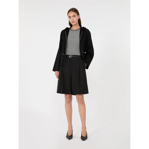 Max Mara Umano Slim Viscose Crepe Sweater in Black and White | Sweaters | Luxury Shoes 
