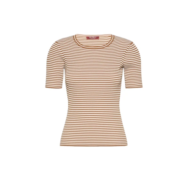 Max Mara Umano Slim Viscose Crepe Sweater in Caramel | Sweaters | Luxury Shoes 