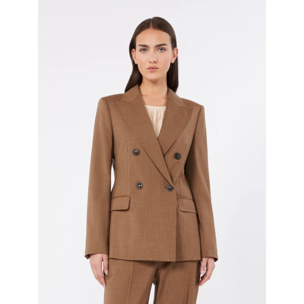 Max Mara Umico Double-Breasted Wool Blazer in Camel | Blazers | Luxury Shoes 