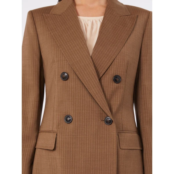 Max Mara Umico Double-Breasted Wool Blazer in Camel | Blazers | Luxury Shoes 