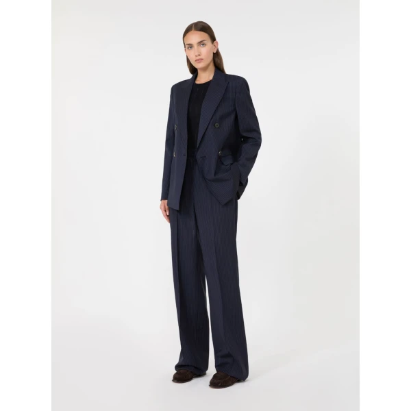 Max Mara Umico Double-Breasted Wool Blazer in Navy | Blazers | Luxury Shoes 