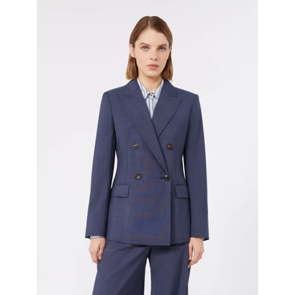 Max Mara Umico Double-Breasted Wool Blazer in Ultramarine | Blazers | Luxury Shoes 