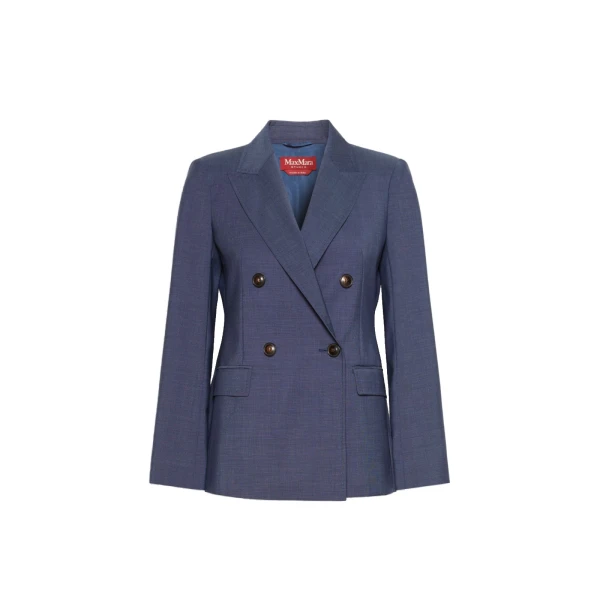 Max Mara Umico Double-Breasted Wool Blazer in Ultramarine | Blazers | Luxury Shoes 