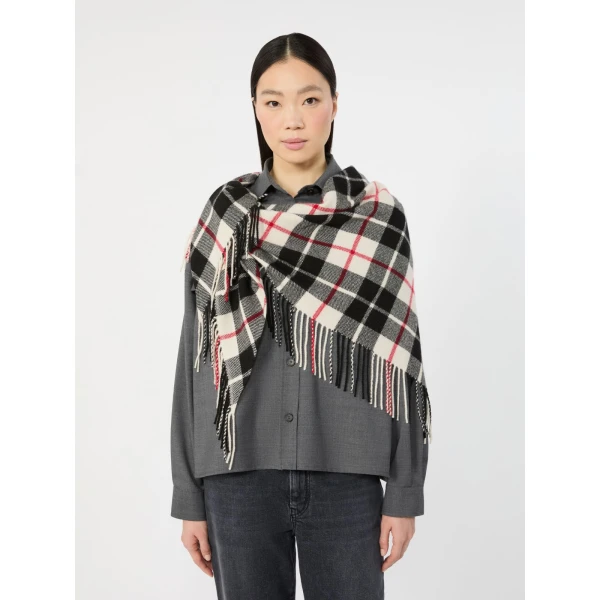 Max Mara Umido Tartan Cashmere Stole in Ivory | Scarves | Luxury Shoes 