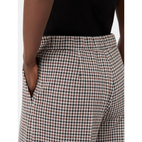 Max Mara Umile Wide Houndstooth Jersey Trousers in Tobacco | Wide leg pants | Luxury Shoes 